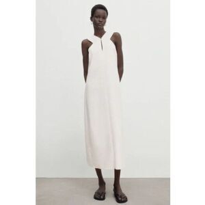 Massimo Dutti Womens Midi Dress Size S off White Halter Neck 6662/632 NWT